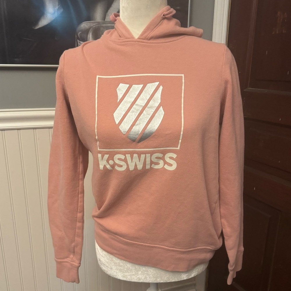 K-Swiss Pink Hooded Sweatshirt Size Small